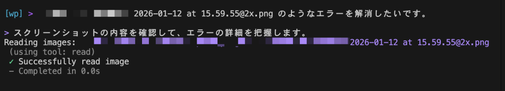 スクリーンショット読み込み成功画面